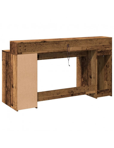 Scrivania con Luci LED Legno Antico 160x55x91 cm in Multistrato
