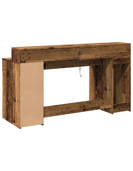 Scrivania con Luci LED Legno Antico 160x55x91 cm in Multistrato