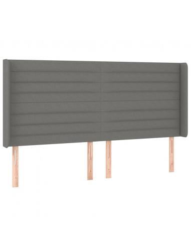 Testiera ad Orecchio GrigioScuro 183x16x118/128cm inTessuto