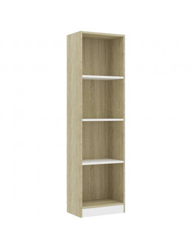 Libreria a 4 Ripiani Bianco e Sonoma 40x24x142cm in Multistrato