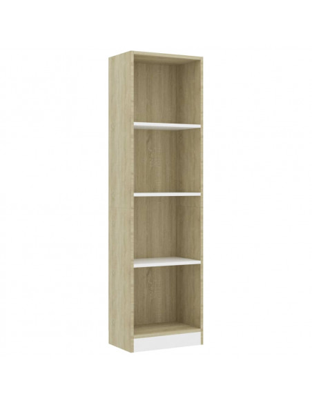 Libreria a 4 Ripiani Bianco e Sonoma 40x24x142cm in Multistrato