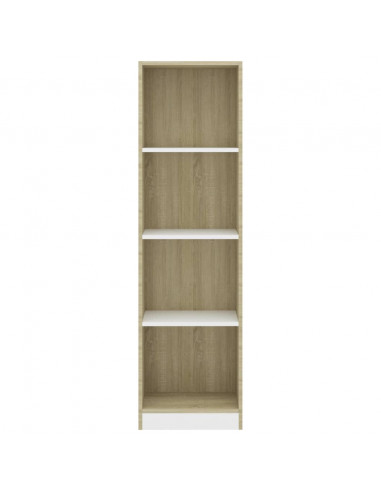 Libreria a 4 Ripiani Bianco e Sonoma 40x24x142cm in Multistrato