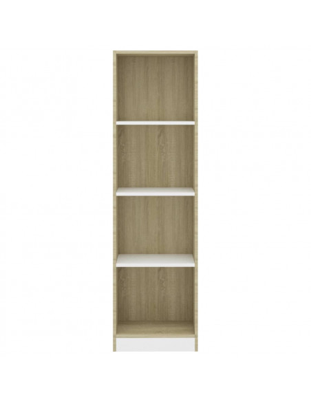 Libreria a 4 Ripiani Bianco e Sonoma 40x24x142cm in Multistrato