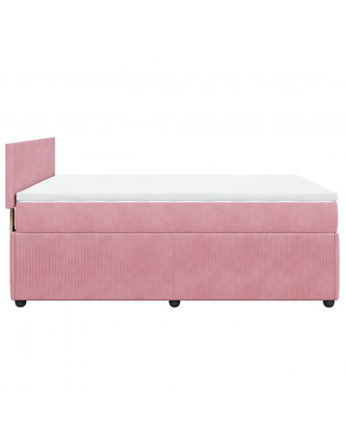 Giroletto a Molle con Materasso Rosa 140x190 cm in Velluto