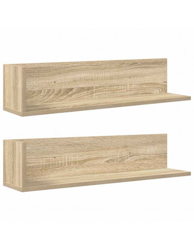 Mensole Parete 2pz Rovere Sonoma 75x16,5x16,5 cm in Truciolato
