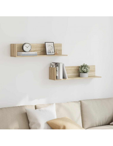 Mensole Parete 2pz Rovere Sonoma 75x16,5x16,5 cm in Truciolato