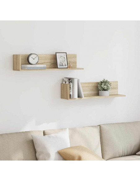 Mensole Parete 2pz Rovere Sonoma 75x16,5x16,5 cm in Truciolato