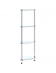 Scaffale a 4 Livelli Trasparente 30x30x100cm in Vetro Temperato 2