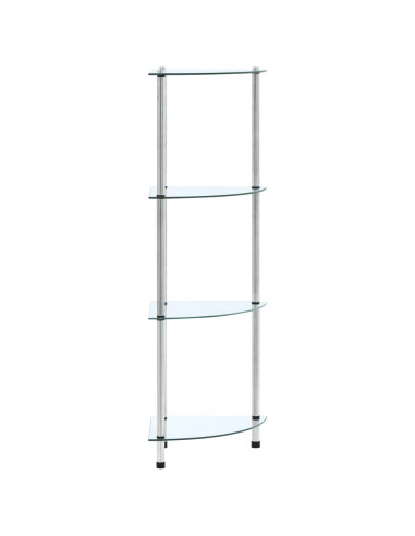 Scaffale a 4 Livelli Trasparente 30x30x100cm in Vetro Temperato