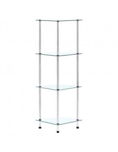 Scaffale a 4 Livelli Trasparente 30x30x100cm in Vetro Temperato