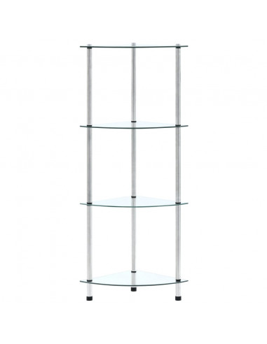 Scaffale a 4 Livelli Trasparente 30x30x100cm in Vetro Temperato