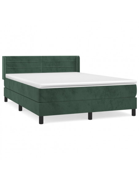 Giroletto a Molle con Materasso Verde Scuro 140x200 cm Velluto
