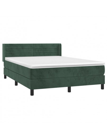 Giroletto a Molle con Materasso Verde Scuro 140x200 cm Velluto