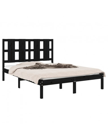 Giroletto Nero in Legno Massello di Pino 140x190 cm