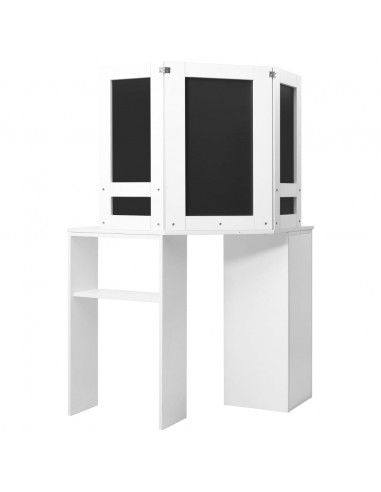 Toeletta Tavolino da Trucco ad Angolo con Luce LED Bianco