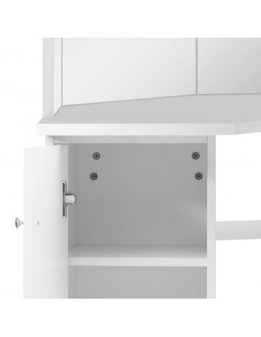 Toeletta Tavolino da Trucco ad Angolo con Luce LED Bianco