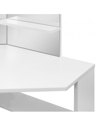 Toeletta Tavolino da Trucco ad Angolo con Luce LED Bianco