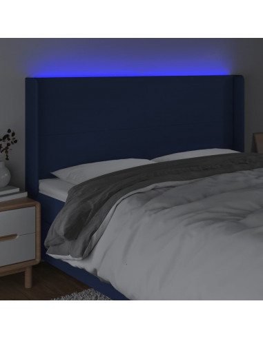 Testiera a LED Blu 203x16x118/128 cm in Tessuto