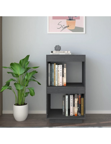 Libreria Grigia 40x35x71 cm in Legno Massello di Pino