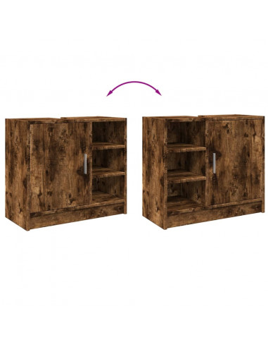 Mobile Lavabo Rovere Fumo 63x29x55 cm in Legno Multistrato