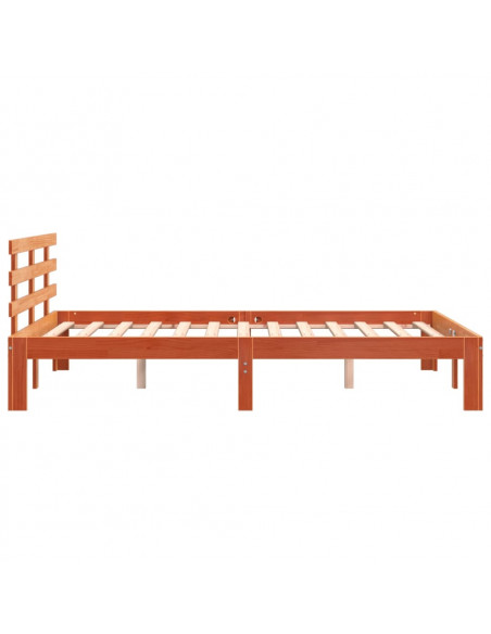 Giroletto con Testiera Marrone Cera 120x200 cm Massello Pino