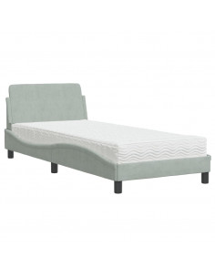 Letto con Materasso Grigio Chiaro 80x200 cm in Velluto 2