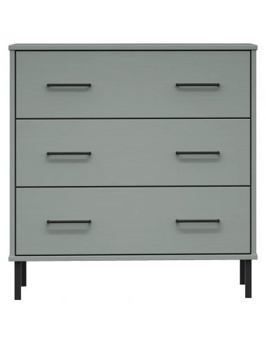 Credenza con 3 Cassetti Grigio 77x40x79,5cm Legno Massello OSLO
