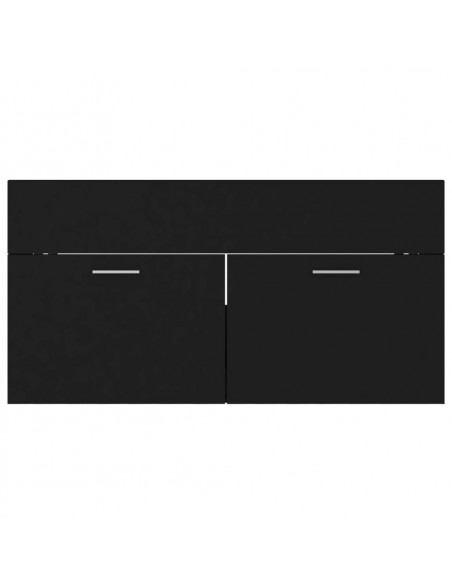 Set Mobili da Bagno 2 pz Nero in Legno Multistrato