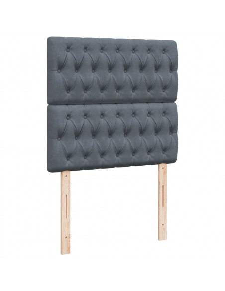 Giroletto a Molle con Materasso Grigio Scuro 80x200 cm Velluto