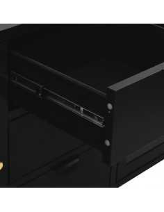 Credenza Nera 105x35x70 cm in Acciaio e Vetro Temperato 2