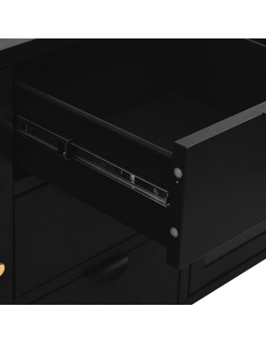 Credenza Nera 105x35x70 cm in Acciaio e Vetro Temperato