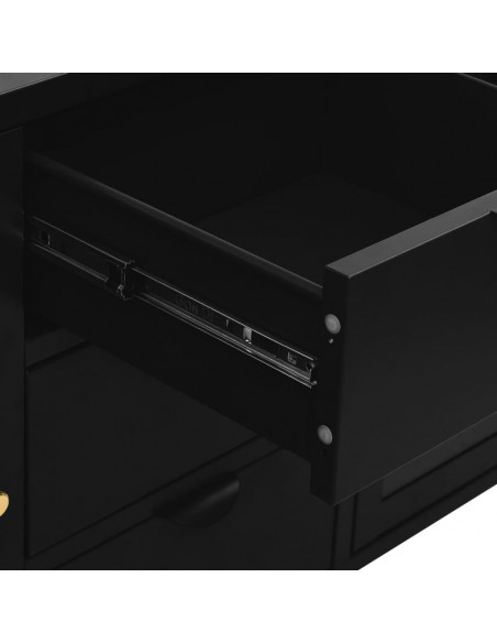 Credenza Nera 105x35x70 cm in Acciaio e Vetro Temperato