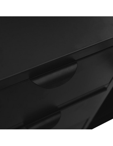 Credenza Nera 105x35x70 cm in Acciaio e Vetro Temperato