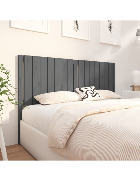 Testiera per Letto Grigia 155,5x4x100 cm Legno Massello di Pino