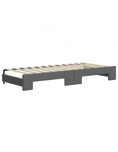 Divano Letto Estraibile Cassetti Grigio Scuro 80x200cm Tessuto