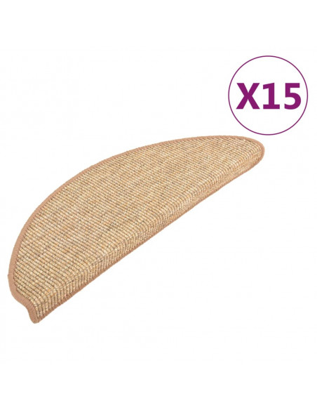 Tappetini per scale 15 pz 65x21x4 cm Marrone chiaro Semicircolari Grandi