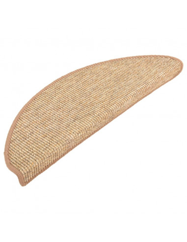 Tappetini per scale 15 pz 65x21x4 cm Marrone chiaro Semicircolari Grandi