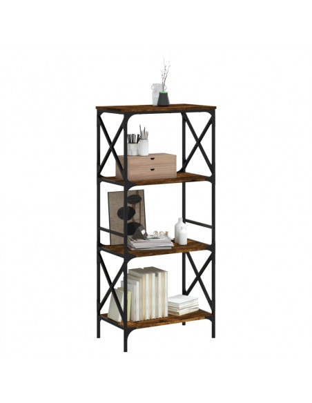 Libreria a 4 Ripiani Rovere Fumo 59x35x132 cm Legno Multistrato