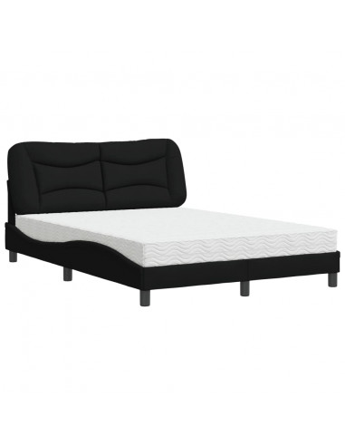 Letto con Materasso Nero 120x200 cm in Tessuto
