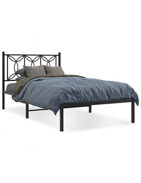 Giroletto con Testiera in Metallo Nero 100x190 cm