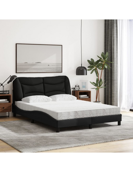Letto con Materasso Nero 120x200 cm in Tessuto