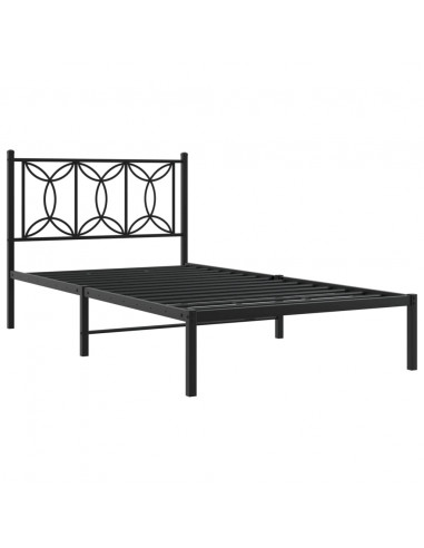 Giroletto con Testiera in Metallo Nero 100x190 cm