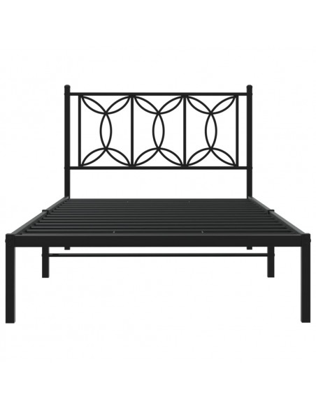 Giroletto con Testiera in Metallo Nero 100x190 cm