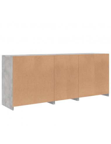 Credenza con Luci LED Grigio Cemento 162x37x67 cm