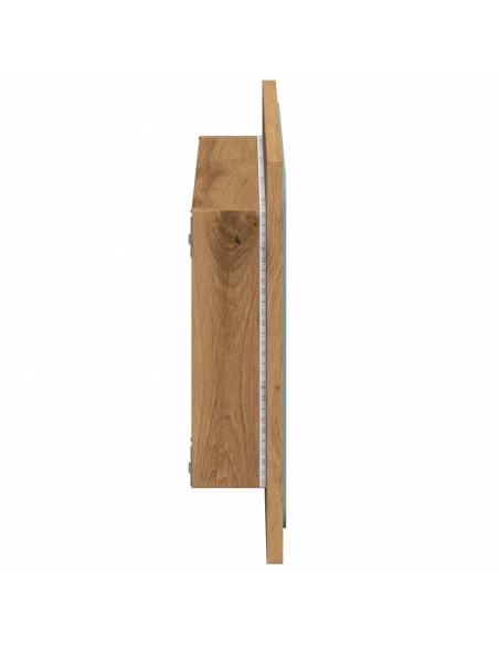 Specchio da Bagno con Luci LED Rovere Artigianale 60x8,5x38 cm