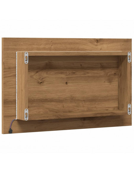 Specchio da Bagno con Luci LED Rovere Artigianale 60x8,5x38 cm