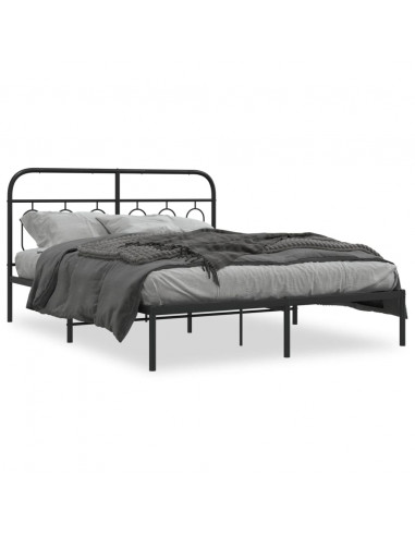 Giroletto con Testiera in Metallo Nero 140x200 cm