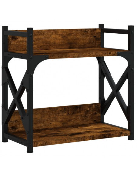 Supporto Stampante 2 Livelli Rovere Fumo 40x20x40cm Multistrato