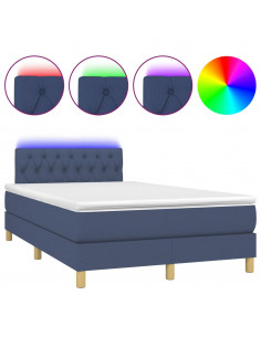 Letto a Molle con Materasso e LED Blu 120x190 cm in Tessuto 2