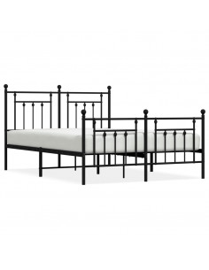 Giroletto con Testiera e Pediera Metallo Nero 140x190 cm 2